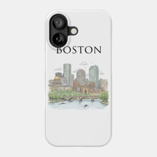 Boston Skyline Rowers on the Charles Phone Case