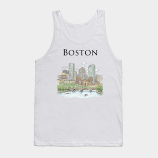 Boston Skyline Rowers on the Charles Tank Top