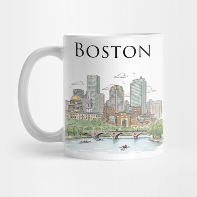 Boston Skyline Rowers on the Charles by Designed By Marty