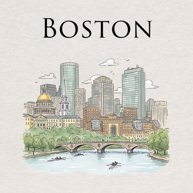 Boston Skyline Rowers on the Charles by Designed By Marty