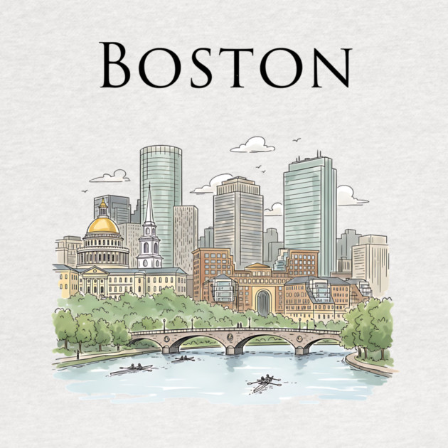 Boston Skyline Rowers on the Charles by Designed By Marty
