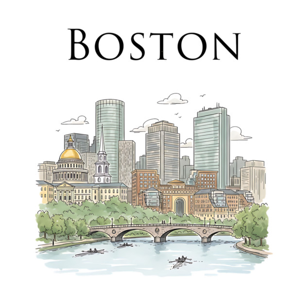 Boston Skyline Rowers on the Charles by Designed By Marty