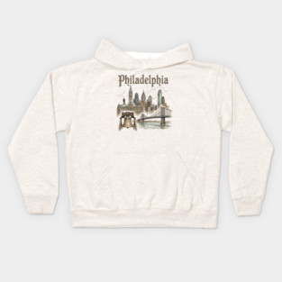 Philadelphia Liberty Bell and Bridge Skyline Kids Hoodie