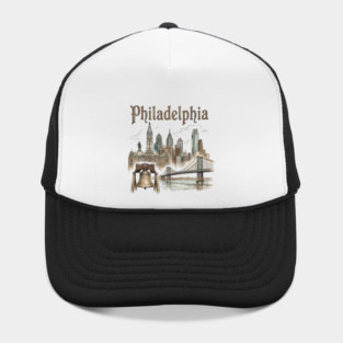 Philadelphia Liberty Bell and Bridge Skyline Hat
