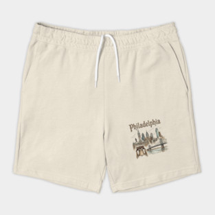 Philadelphia Liberty Bell and Bridge Skyline Shorts