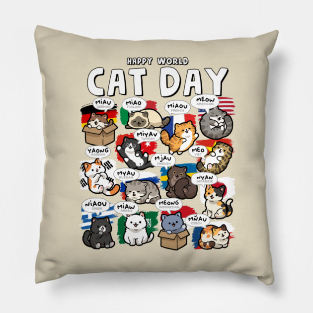 World Cat Day Pillow by GoshWow®
