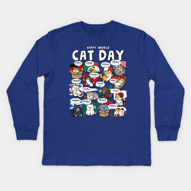 World Cat Day Kids Long Sleeve T-Shirt by GoshWow®