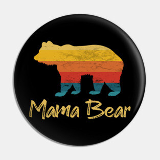 Mama Bear Vintage Retro Sunset Pin