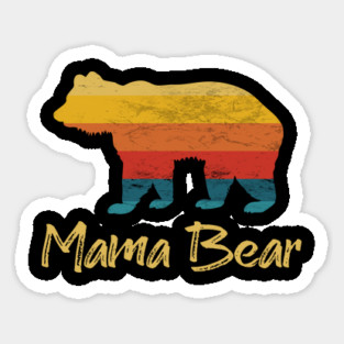 Mama Bear Vintage Retro Sunset Sticker