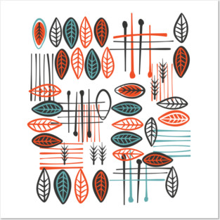 Mid Century Modern Leaves Posters and Art