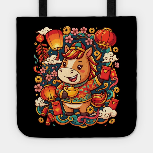 Chinese New Year 2026 Year of The Horse Tote by Creatifly Graphic Tees