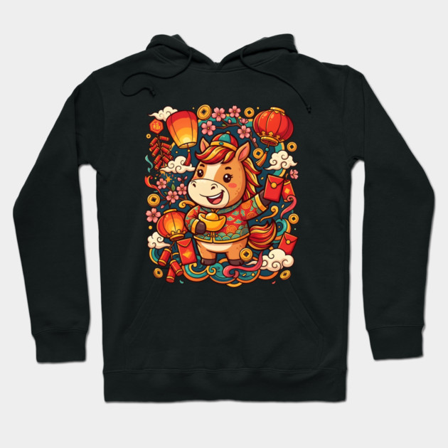 Chinese New Year 2026 Year of The Horse Hoodie by Creatifly Graphic Tees