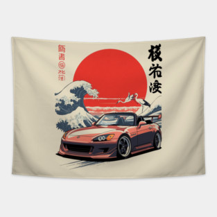 Japanese Car Culture Design Tapestry