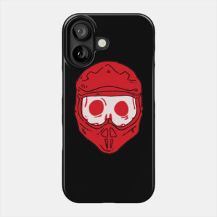 Dirt Track Soul: Minimalist Red Motocross Skull Helmet Graphic Phone Case