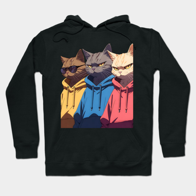 Cat Gang Hoodie by Pixel Threads 