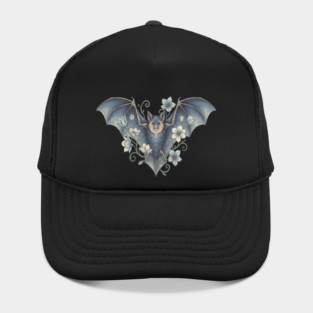 Bat With Night Blooms Vintage Moonlit Art Hat