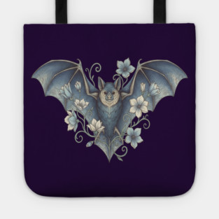 Bat With Night Blooms Vintage Moonlit Art Tote