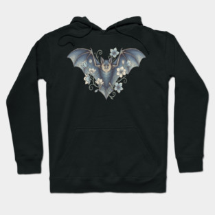 Bat With Night Blooms Vintage Moonlit Art Hoodie