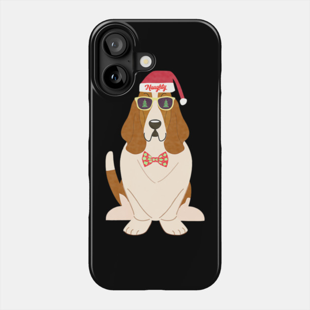 Funny Christmas Naughty Basset Hound Phone Case by yangho