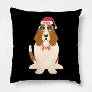 Funny Christmas Naughty Basset Hound Pillow