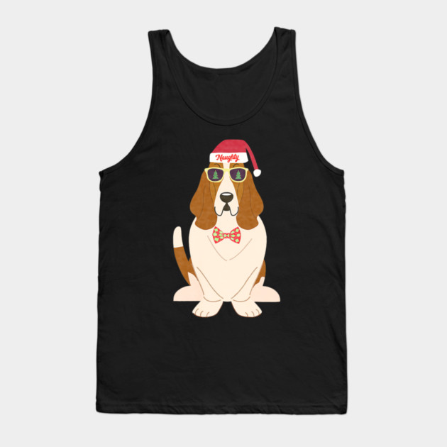 Funny Christmas Naughty Basset Hound Tank Top by yangho