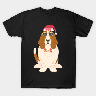 Funny Christmas Naughty Basset Hound T-Shirt