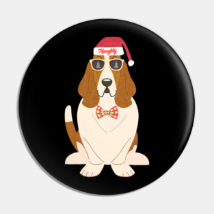 Funny Christmas Naughty Basset Hound Pin