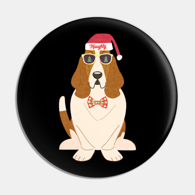 Funny Christmas Naughty Basset Hound Pin by yangho
