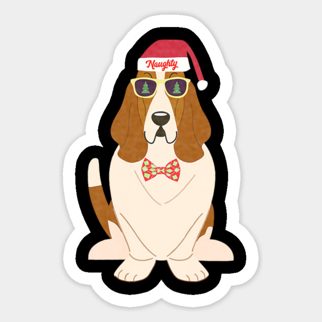Funny Christmas Naughty Basset Hound Sticker by yangho