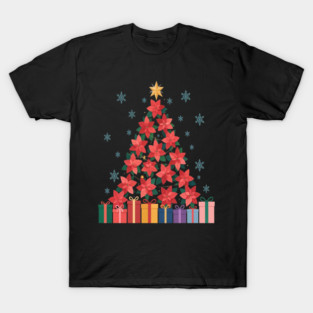 Poinsettia Holiday Tree Presents T-Shirt