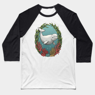 Beluga Whale Coral Reef Vintage Ocean Art Baseball T-Shirt