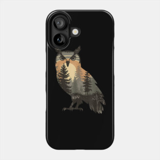 Owl Silhouette with Forest Landscape Phone Case