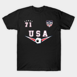 American USA Flag Soccer Jersey Favorite Lucky Number 71 Women Men T-Shirt