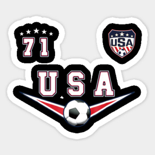 American USA Flag Soccer Jersey Favorite Lucky Number 71 Women Men Sticker