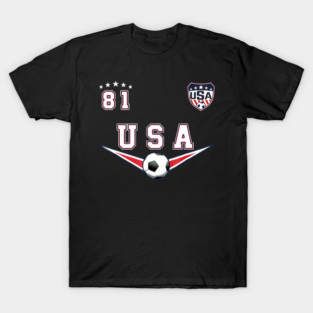 American USA Flag Soccer Jersey Favorite Lucky Number 81 Women Men T-Shirt
