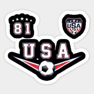American USA Flag Soccer Jersey Favorite Lucky Number 81 Women Men Sticker