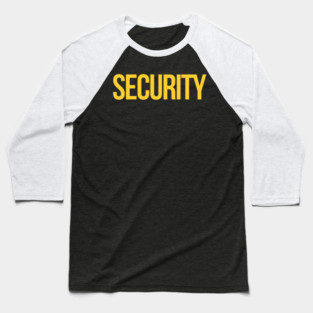 Event Security Guard Front and Back Yellow Letters Security Baseball T-Shirt