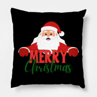 Merry Christmas Santa Peek - Cute Holiday Greeting Pillow