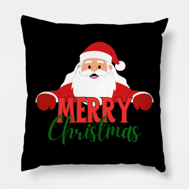 Merry Christmas Santa Peek - Cute Holiday Greeting Pillow by Creatifly Graphic Tees