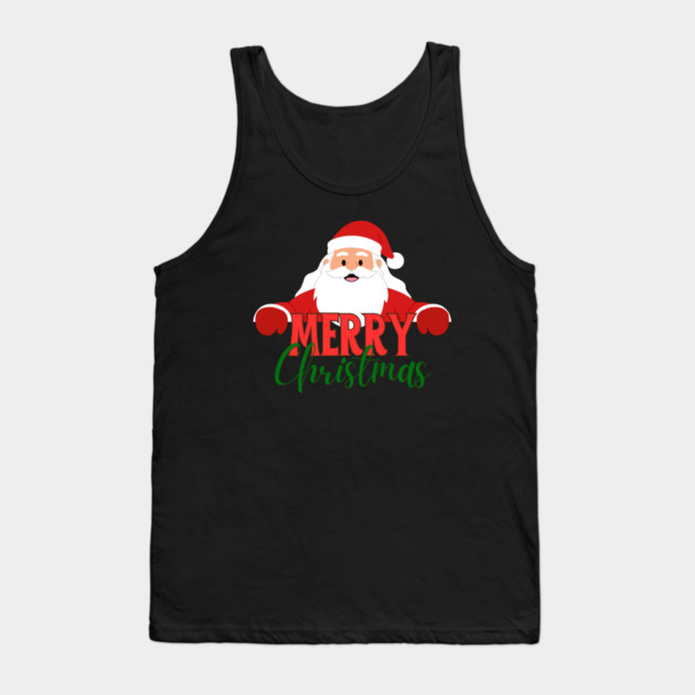 Merry Christmas Santa Peek - Cute Holiday Greeting Tank Top by Creatifly Graphic Tees