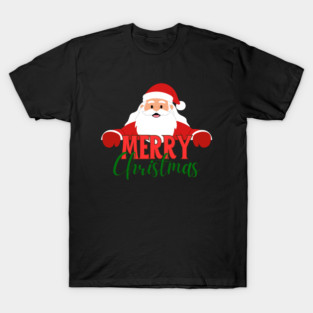 Merry Christmas Santa Peek - Cute Holiday Greeting T-Shirt