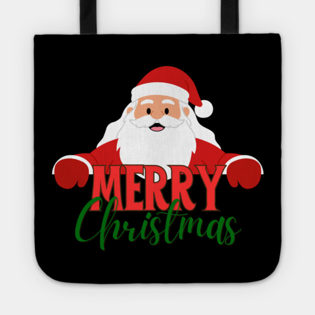 Merry Christmas Santa Peek - Cute Holiday Greeting Tote by Creatifly Graphic Tees