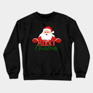 Merry Christmas Santa Peek - Cute Holiday Greeting Crewneck Sweatshirt