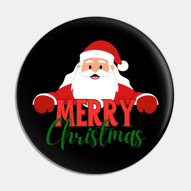 Merry Christmas Santa Peek - Cute Holiday Greeting Pin by Creatifly Graphic Tees
