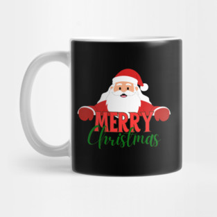 Merry Christmas Santa Peek - Cute Holiday Greeting Mug