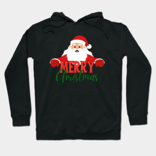 Merry Christmas Santa Peek - Cute Holiday Greeting Hoodie