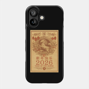 Chinese New Year 2026 Year, Horse Retro Zodiac Phone Case