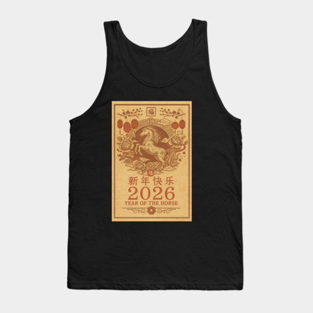 Chinese New Year 2026 Year, Horse Retro Zodiac Tank Top by logiamerch