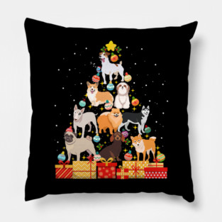 Funny Dog Christmas Tree Dog Lover Pillow