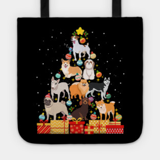 Funny Dog Christmas Tree Dog Lover Tote